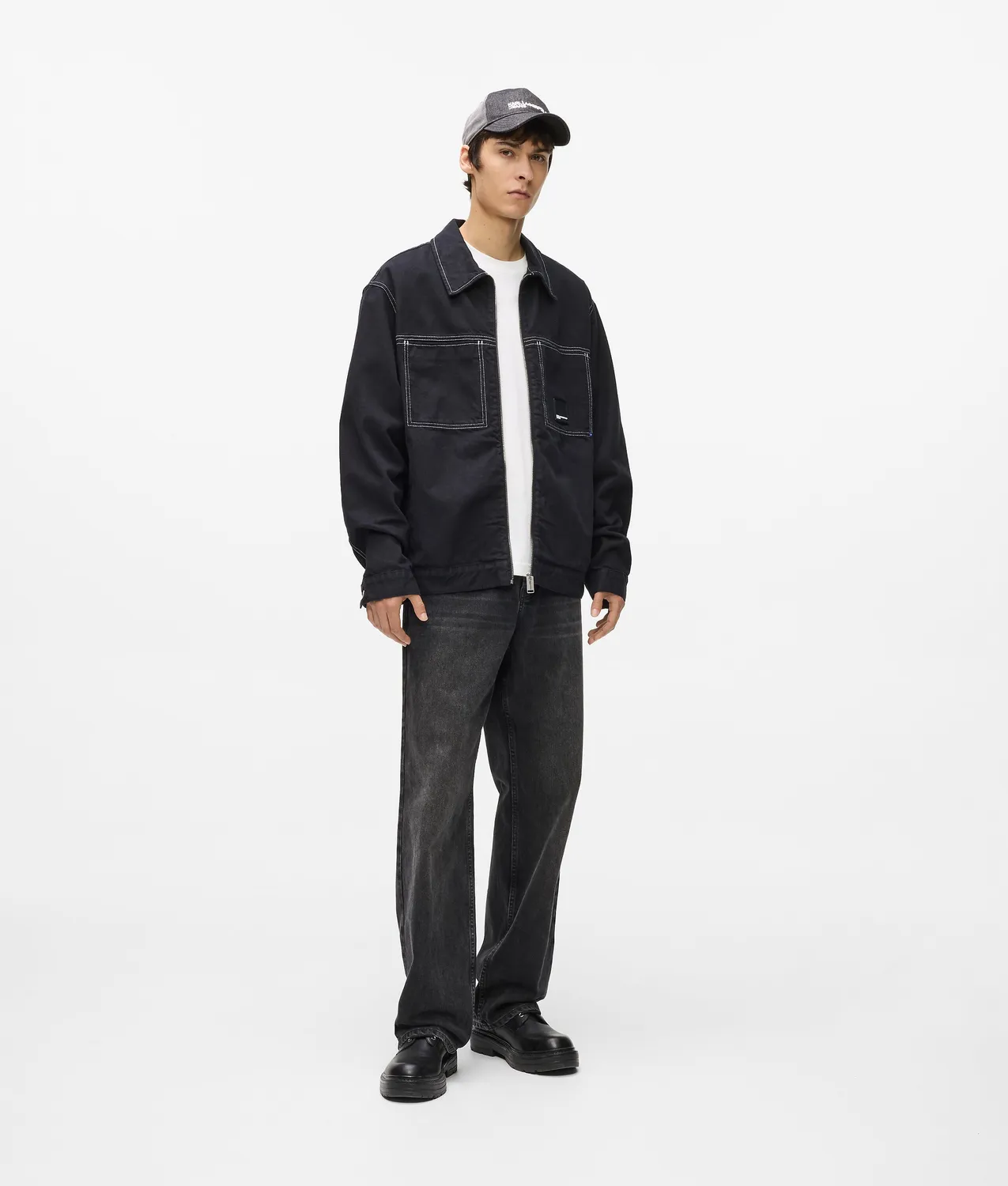 Karl Lagerfeld Jeans Kontrastnaht Jeansjacke Reißverschluss