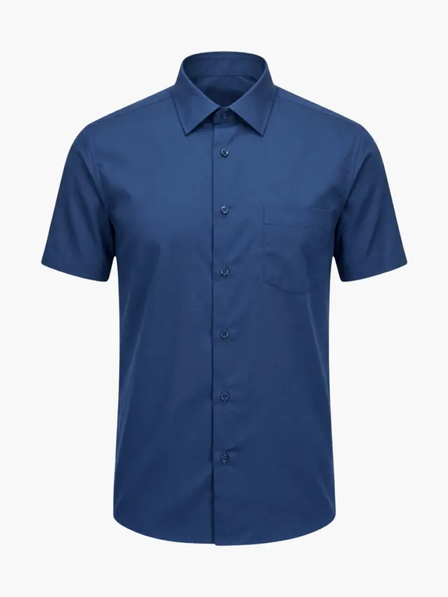 Gloriette Windsor Kurzarmhemd Blau Stretch Fashion Fit