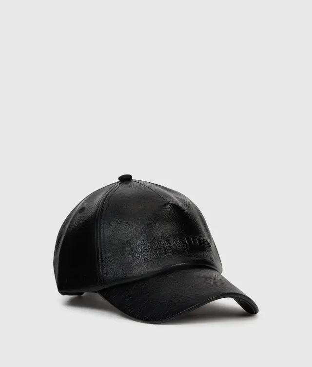 Karl Lagerfeld KL Jeans Cap One Size Kunstleder Cracked-Optik