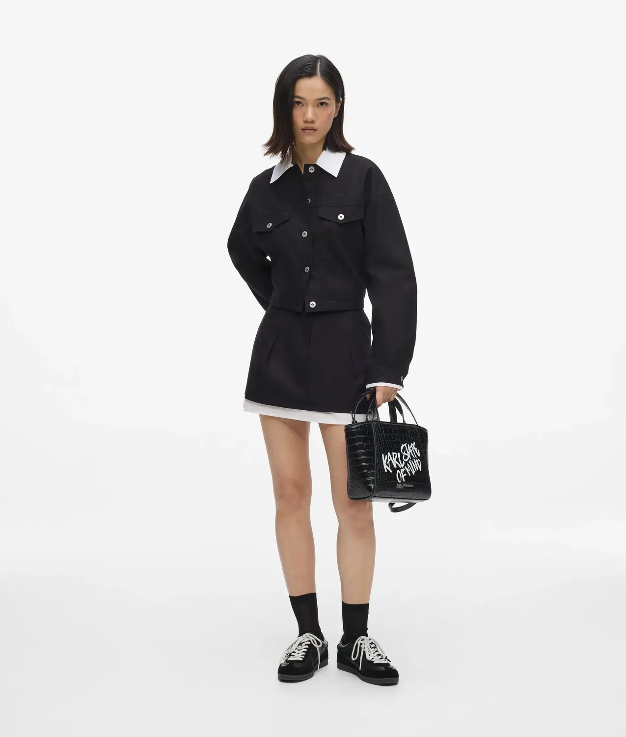Karl Lagerfeld Karl Quote Mini Tote Kroko schwarz