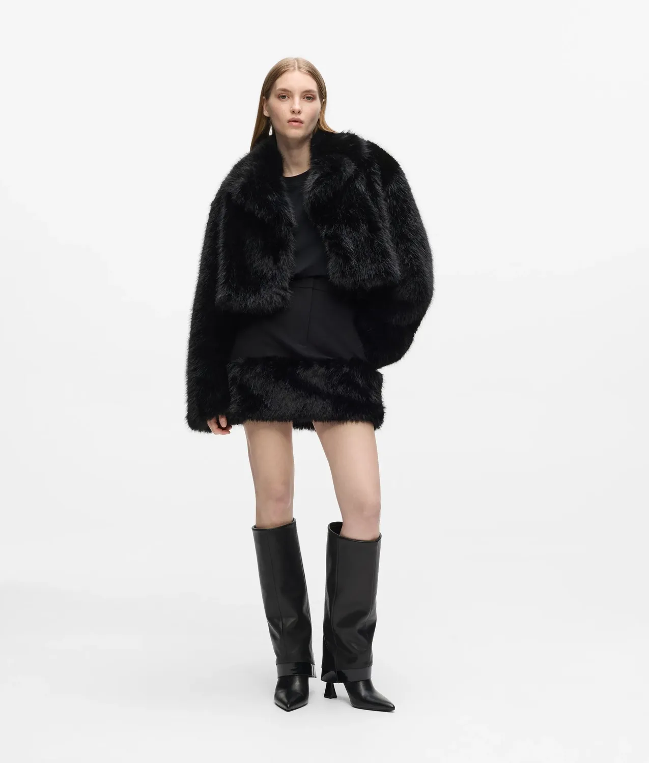 Karl Lagerfeld Transformable Mantel Kunstfell lang