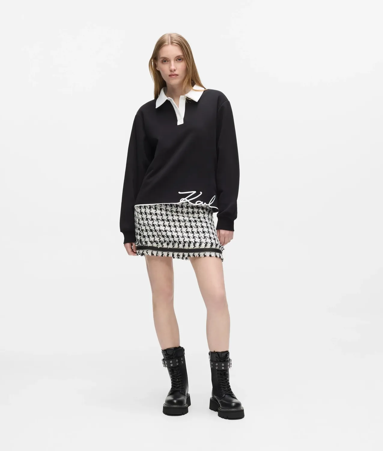 Karl Lagerfeld Signature Polo Sweatshirt Bio-Baumwolle