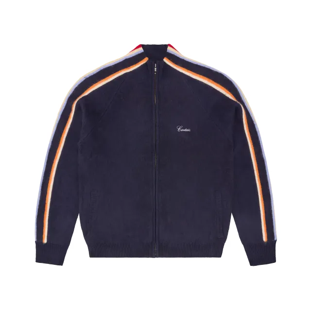 Corteiz Multi Stripe Knit Zip Up Strickjacke Navy Acryl