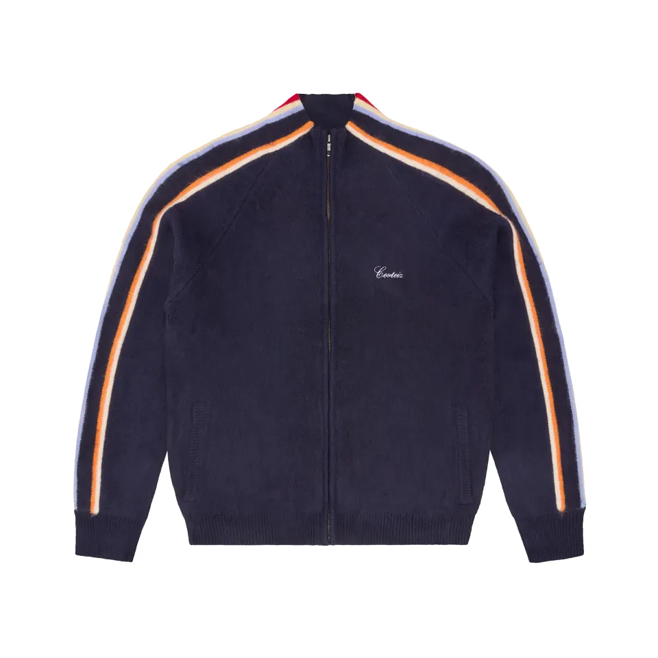 Corteiz Multi Stripe Knit Zip Up Strickjacke Navy Acryl
