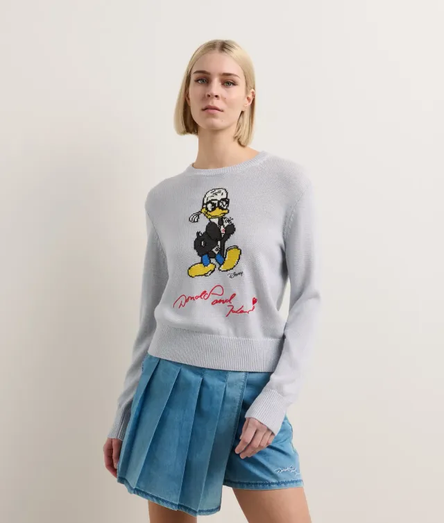Karl Lagerfeld Disney x KL Sweatshirt gestrickt Donald Duck schwarz
