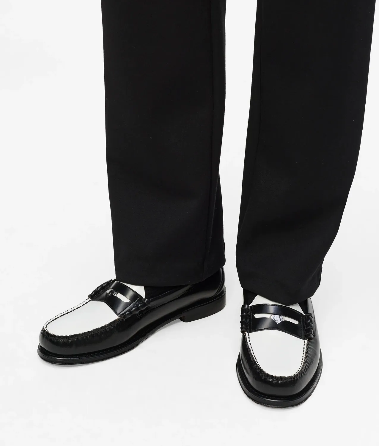 Karl Lagerfeld x G.H.Bass Penny Loafer Leder schwarz-weiß