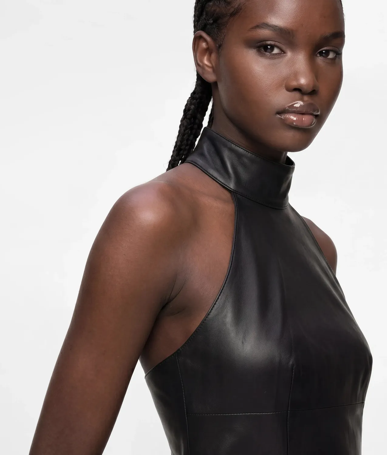 Karl Lagerfeld Jeans Halter Minikleid Kunstleder Schwarz