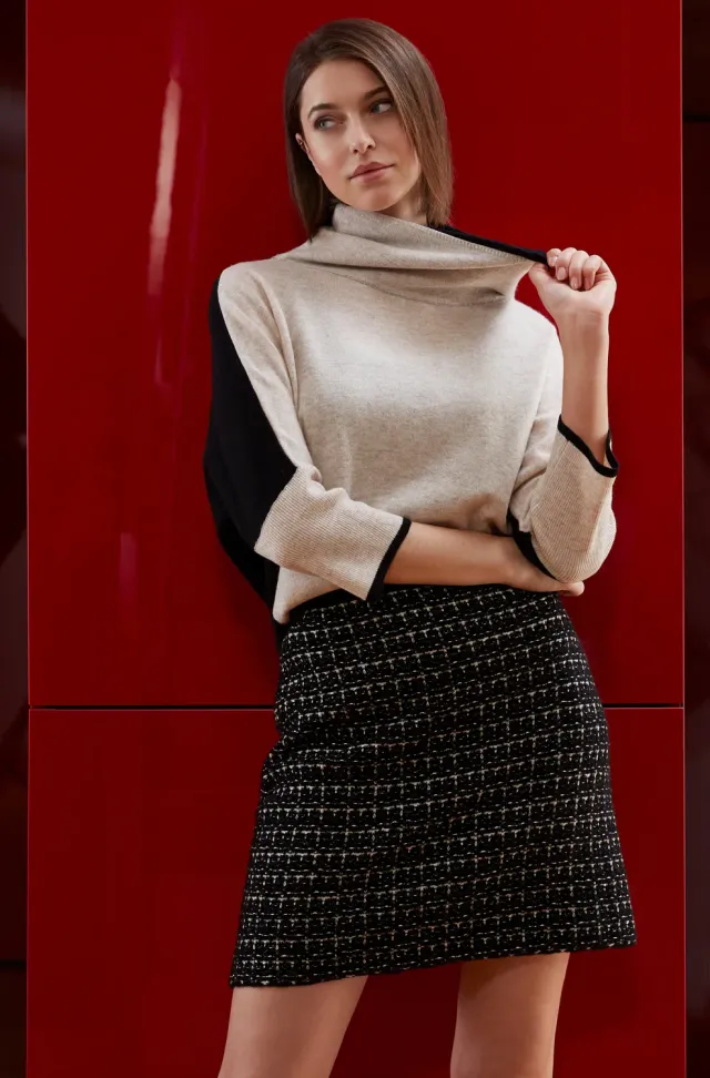 Senatex Color-Blocking Pullover Chalk Combo Pullover Wolle