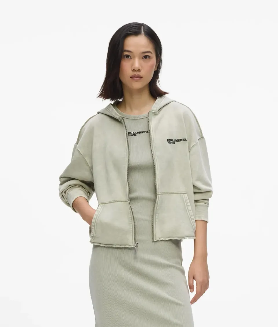 Karl Lagerfeld Jeans Washed Zip Hoodie Damen cropped