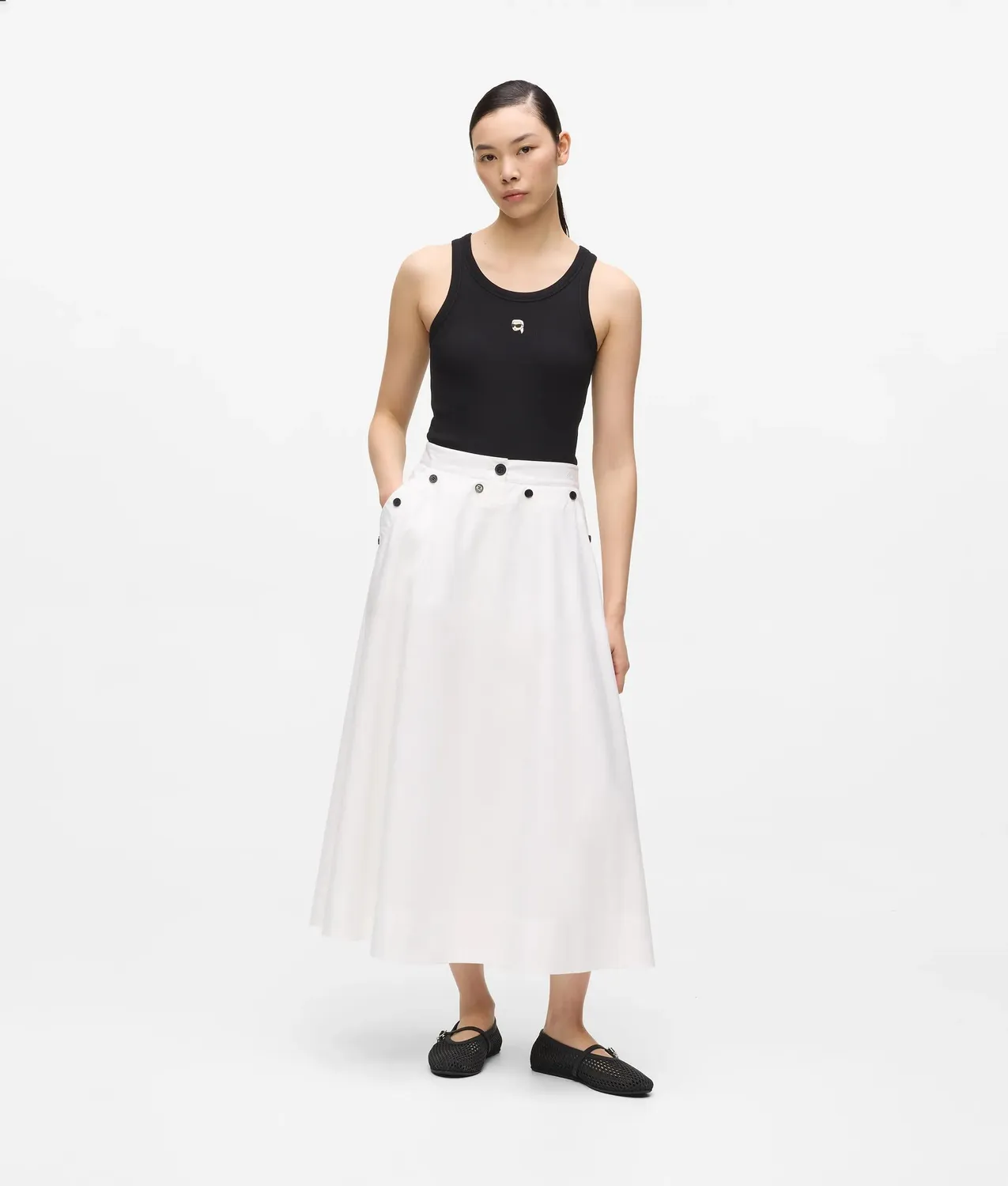 Karl Lagerfeld Ikon Rippen Tank-Top Bio-Baumwolle