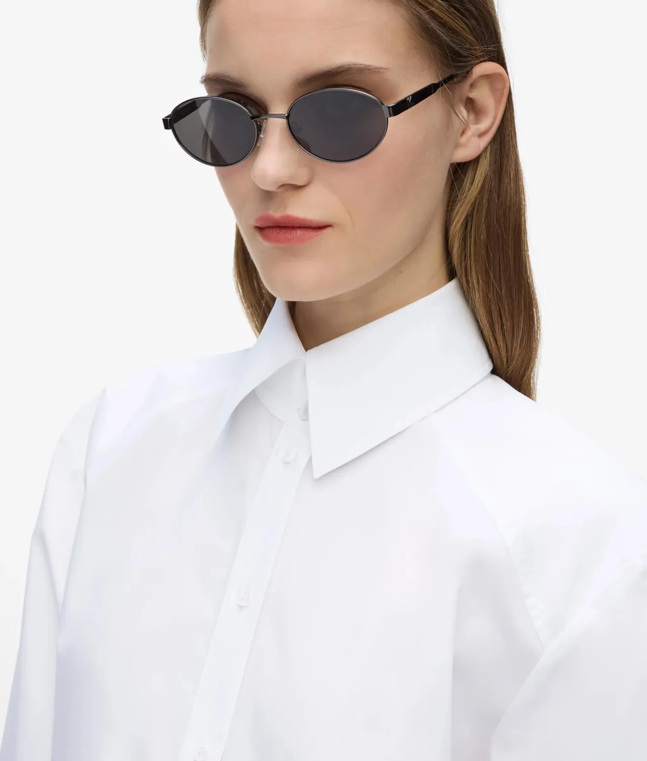 Karl Lagerfeld Karl Classics Shoulder Pad Poplin Bluse Stehkragen