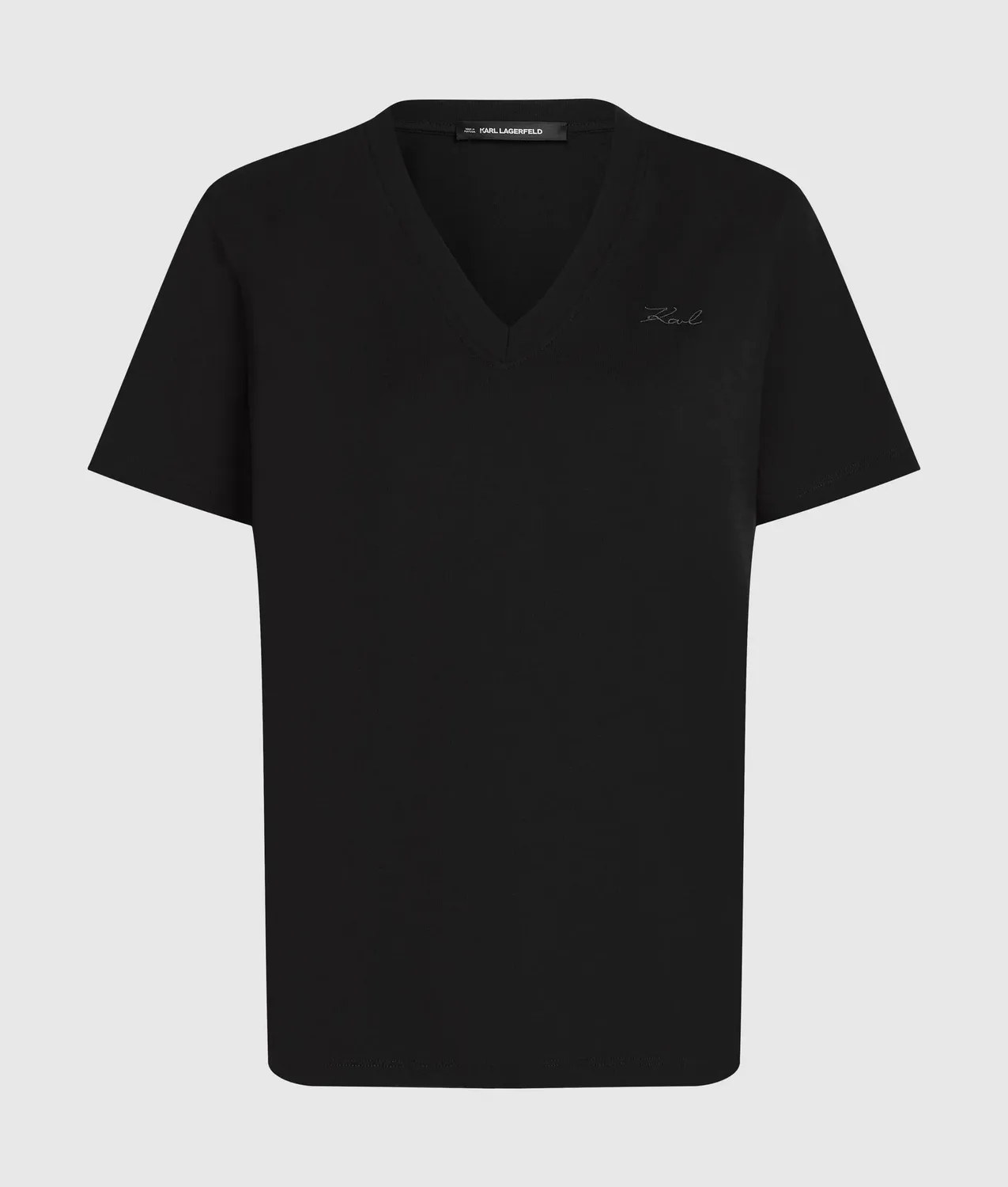 Karl Lagerfeld Signature V-Neck T-Shirt Bio-Baumwolle relaxed