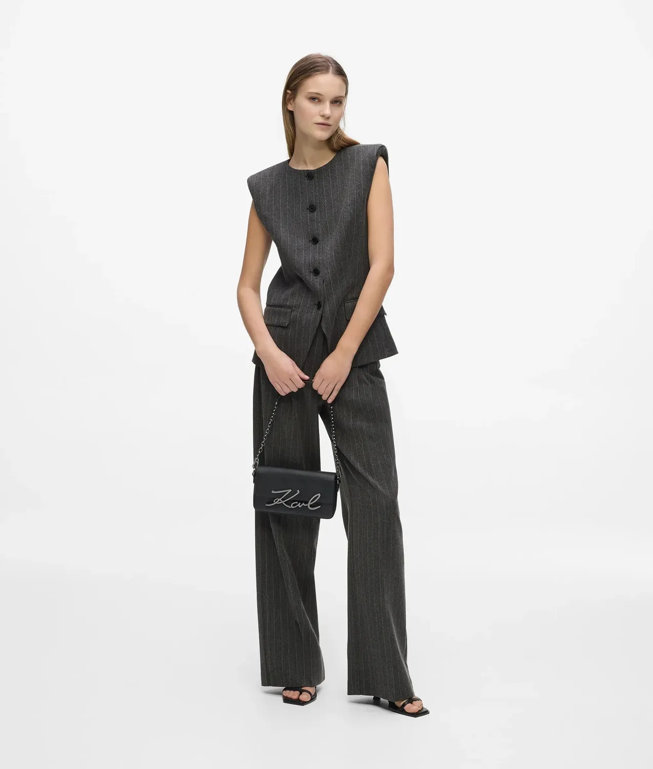 Karl Lagerfeld Pinstripe Weste Nadelstreifen Strass