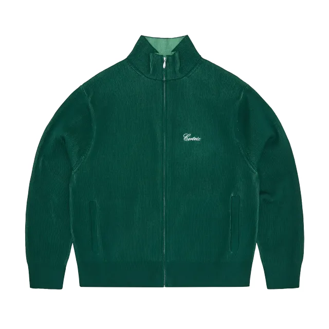 Corteiz 2 Tone Ribbed Knit Zip Up Strickjacke Grün
