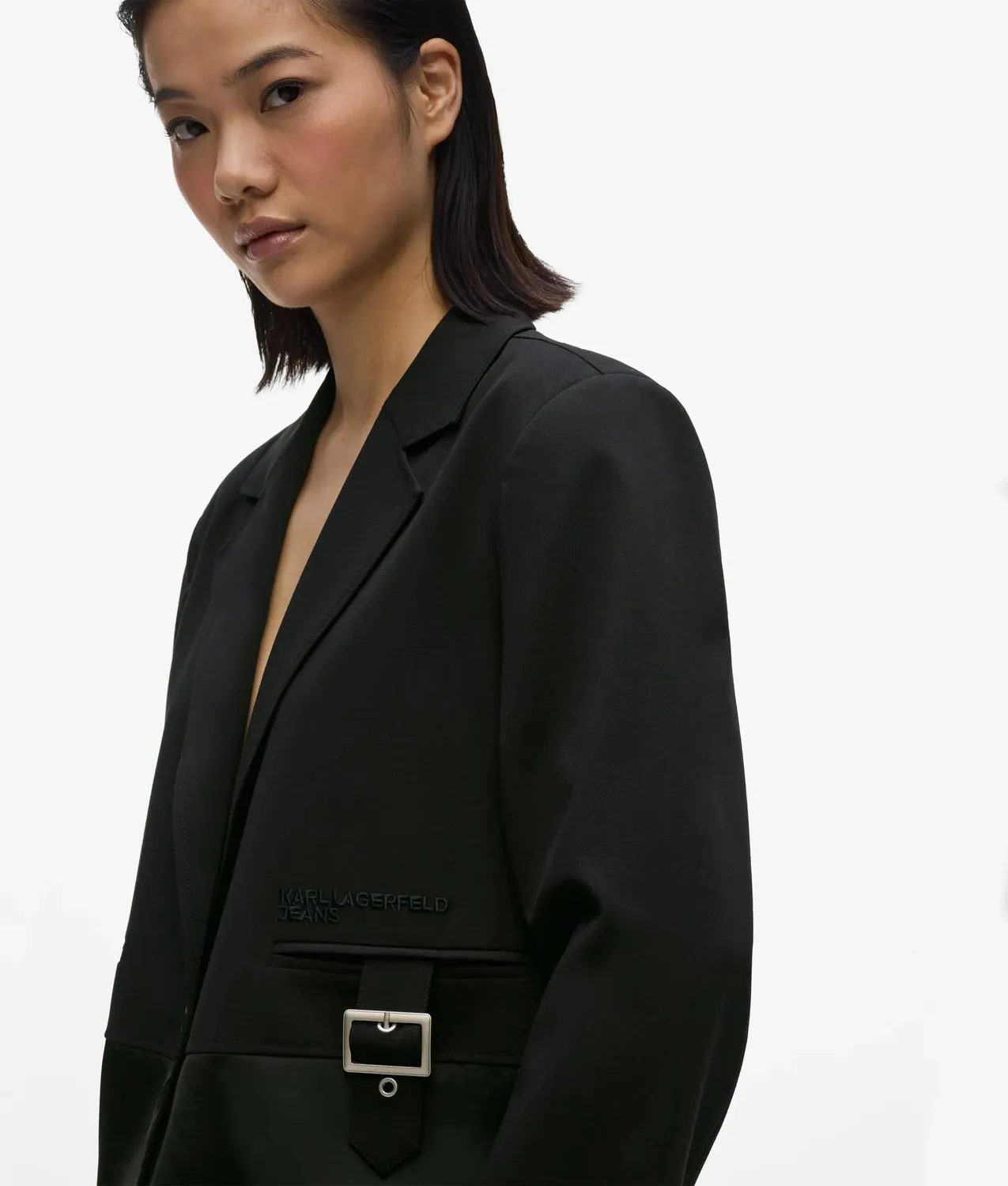 Karl Lagerfeld Buckle Blazer Damen einreihig schwarz