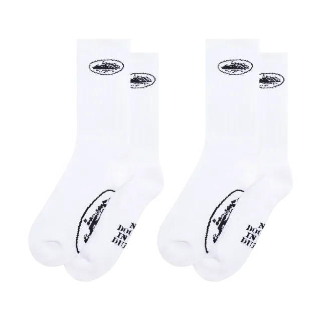 Corteiz Alcatraz White Socken 2er-Pack Weiß Baumwolle