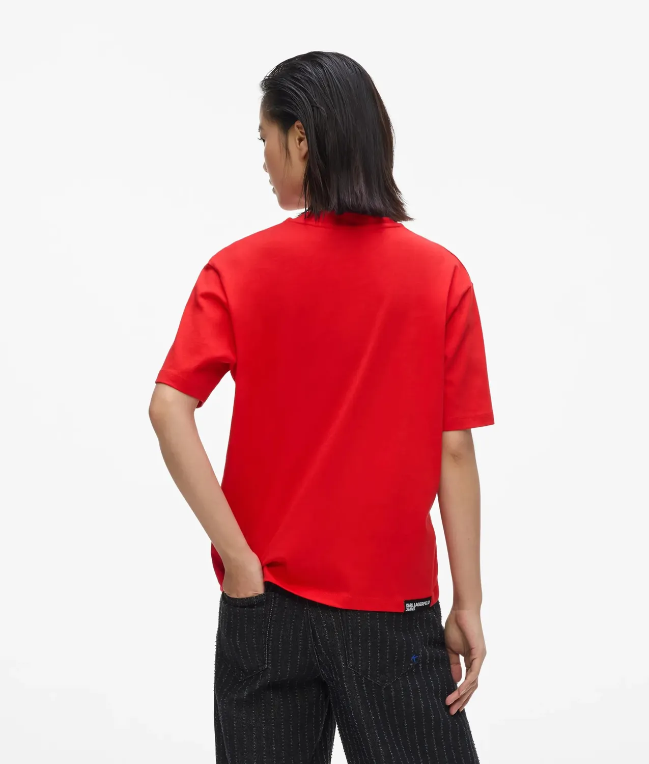 Karl Lagerfeld KL Jeans Logo T-Shirt Bio-Baumwolle weiß