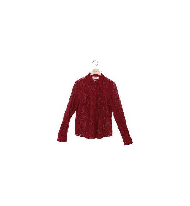 Mos Mosh MMKether Lace Sequin Bluse Rot S Pailletten