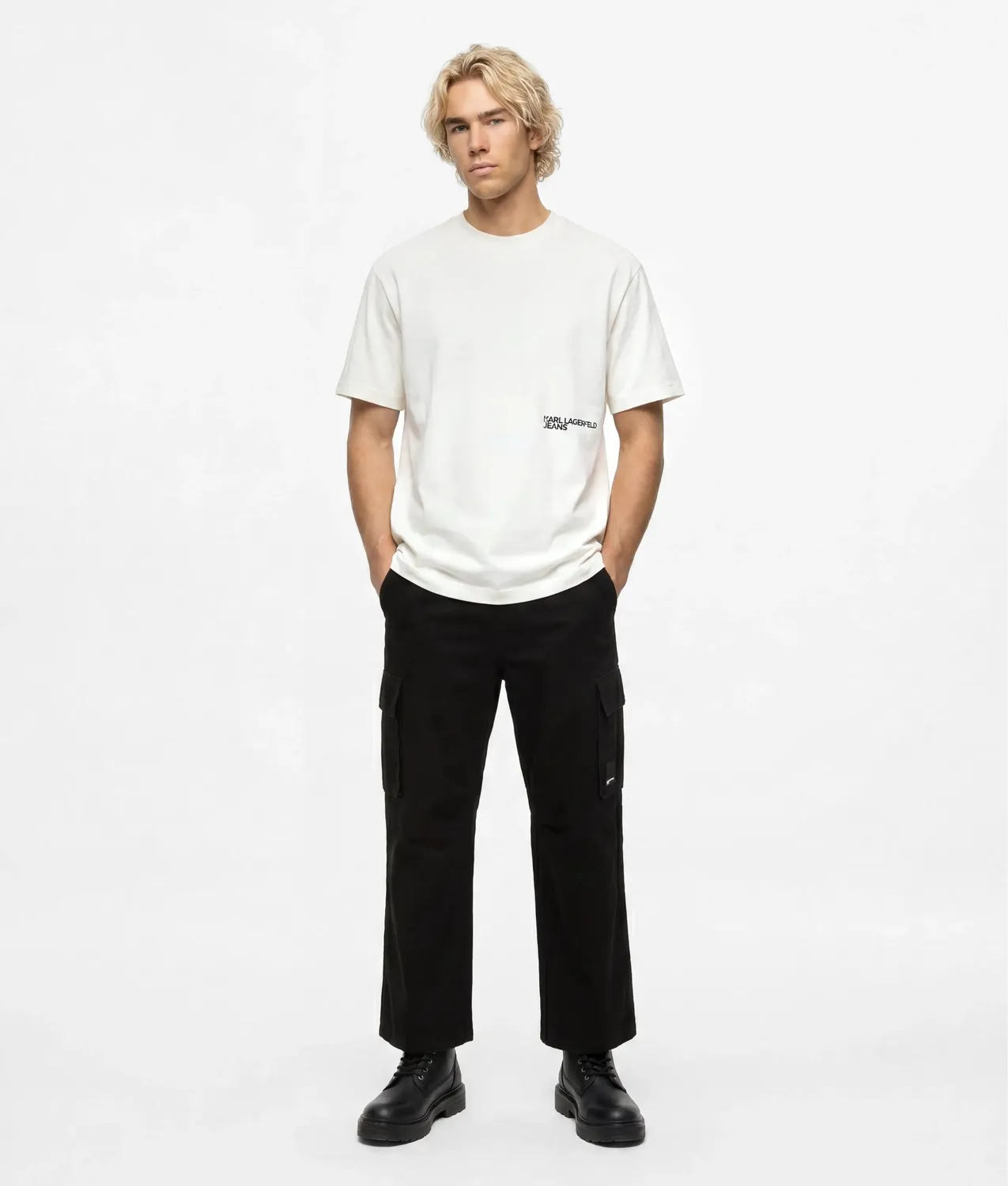 Karl Lagerfeld KL Jeans Naht T-Shirt Herren Relaxed Kontrastnaht