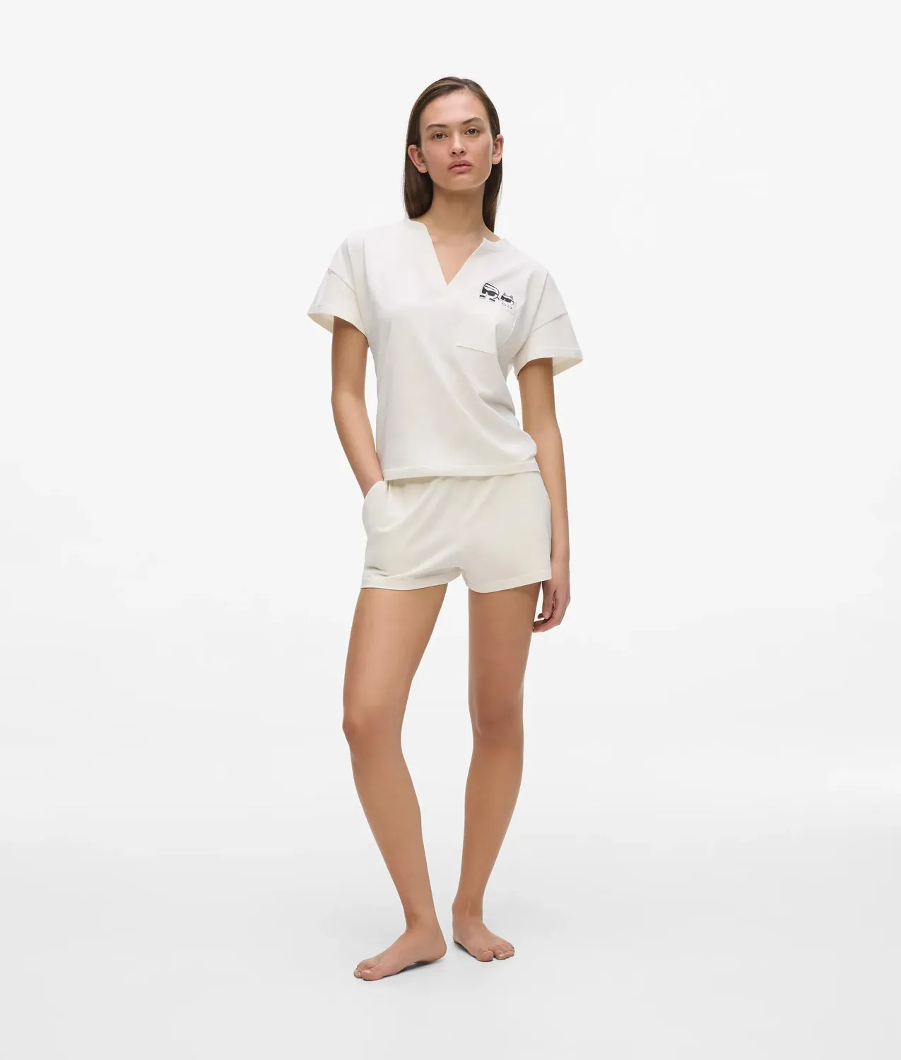 Karl Lagerfeld Ikon Pyjama Set Kurz Streifen