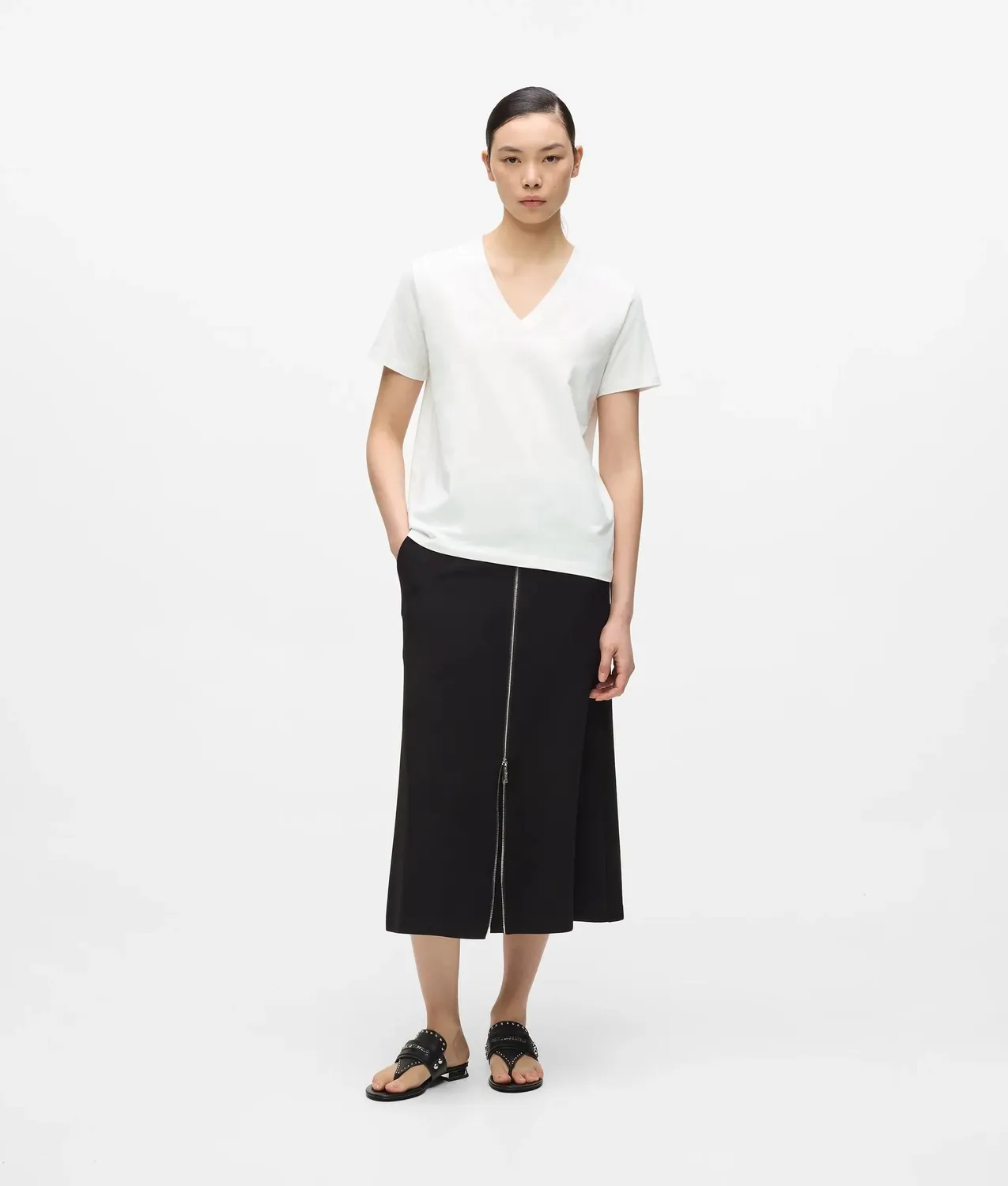 Karl Lagerfeld Signature V-Neck T-Shirt Bio-Baumwolle