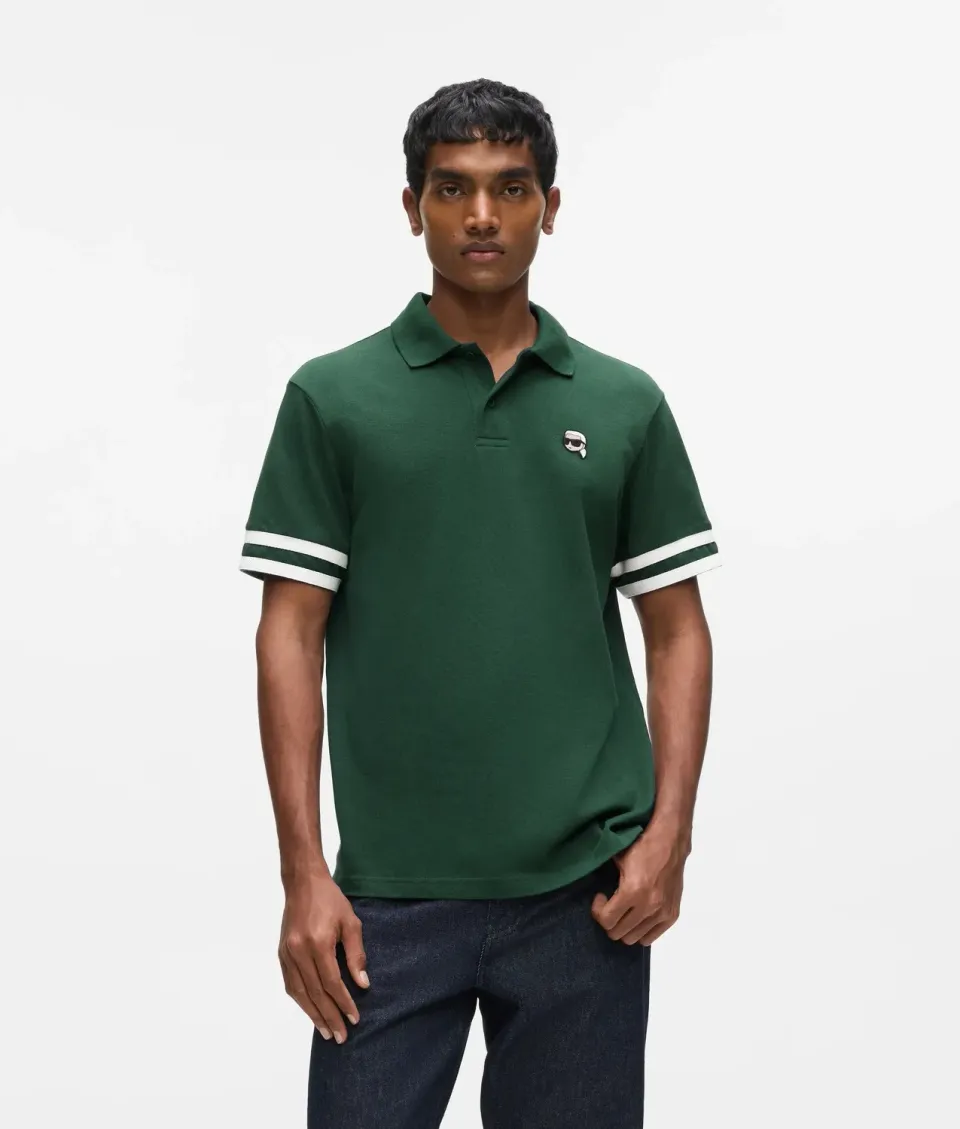 Karl Lagerfeld Ikon Polo Streifenärmel dunkelblau