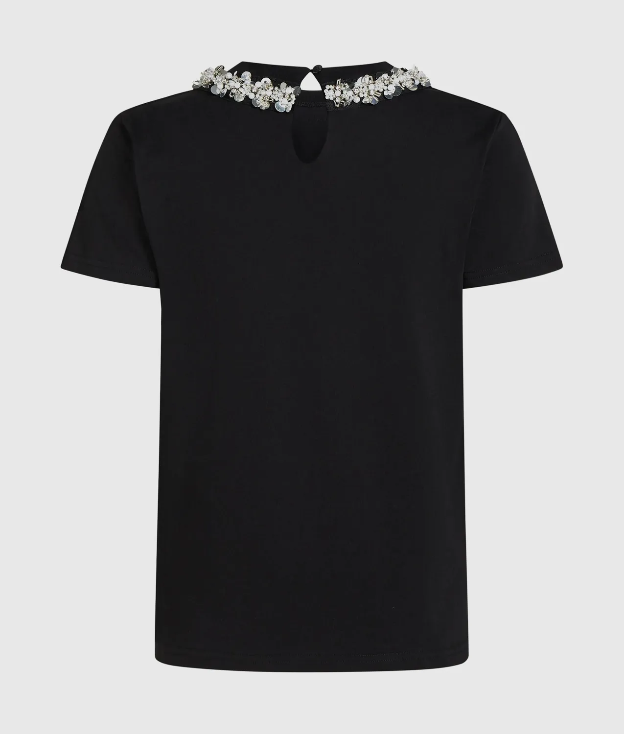 Karl Lagerfeld Beaded Collar T-Shirt Damen Perlen Bio