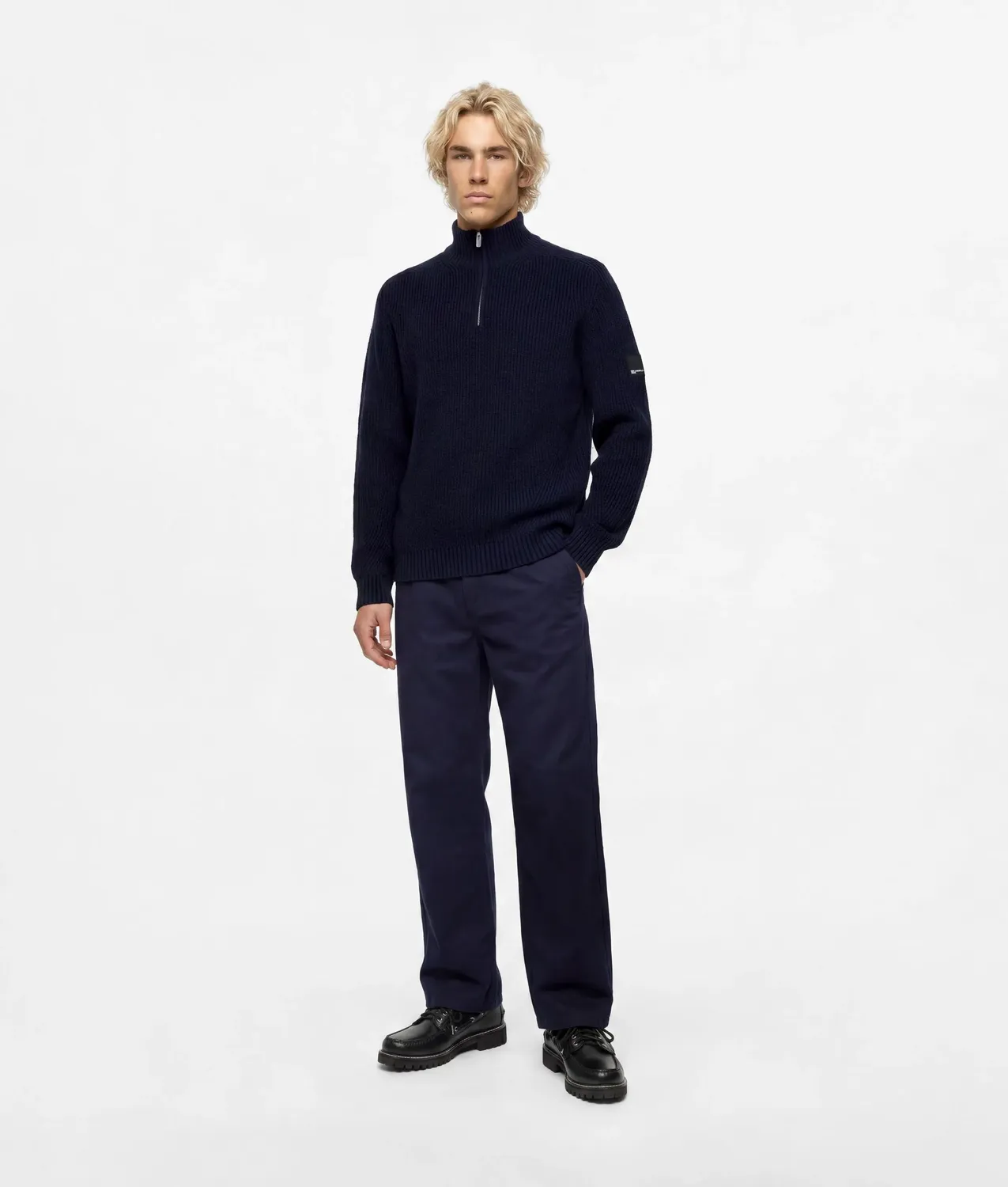 Karl Lagerfeld KL Jeans Half-Zip Box Logo Sweater Größe M