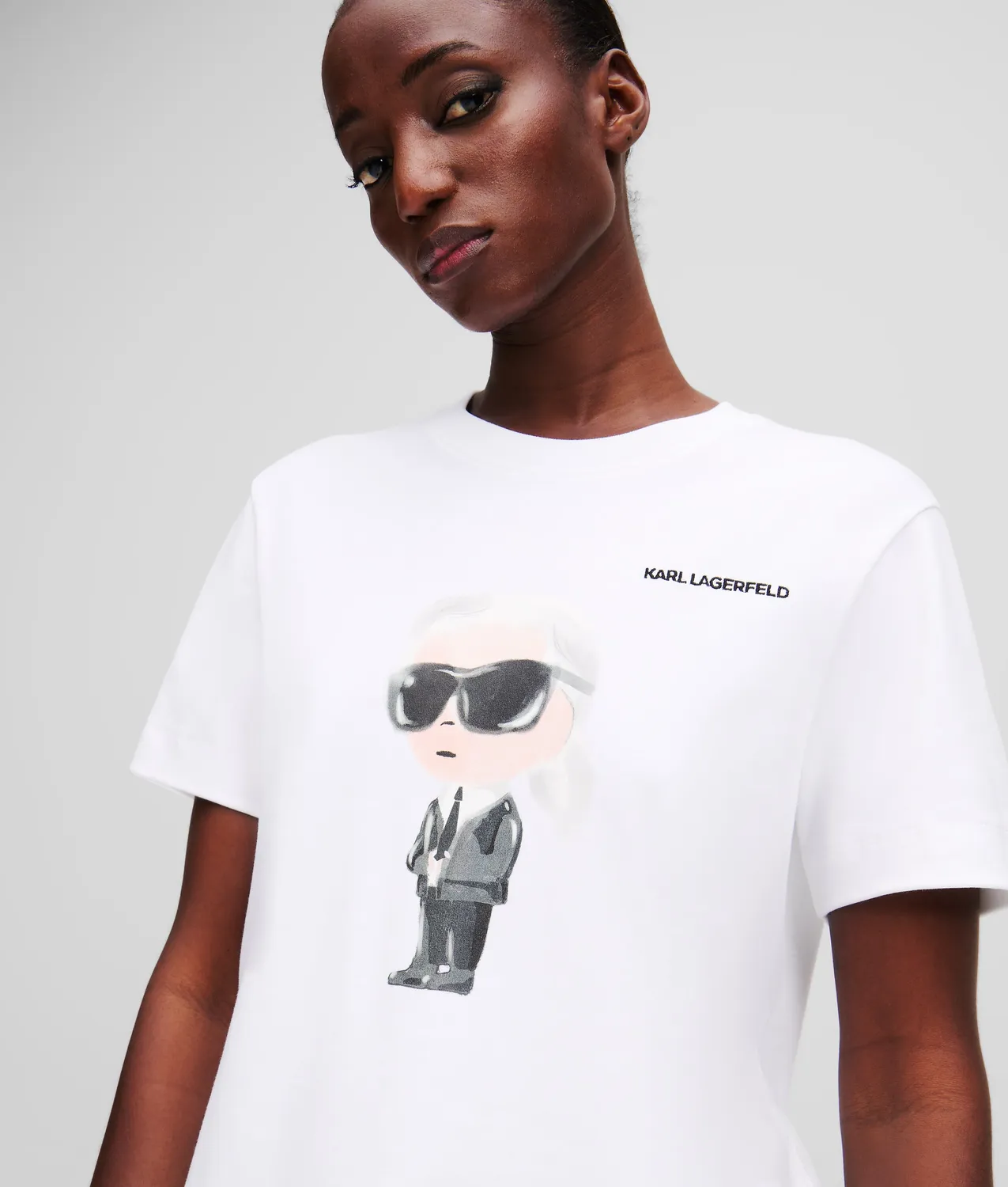 Karl Lagerfeld Ikon Aquarelle T-Shirt Bio-Baumwolle Brustprint