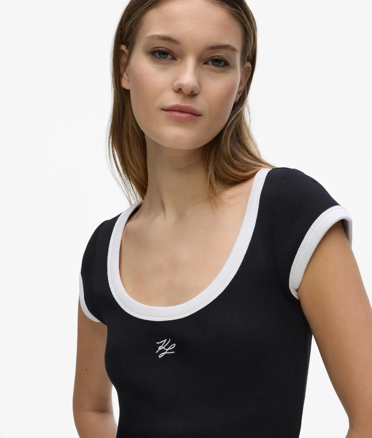 Karl Lagerfeld Scoop Neck T-Shirt XS-XL schwarz-weiß