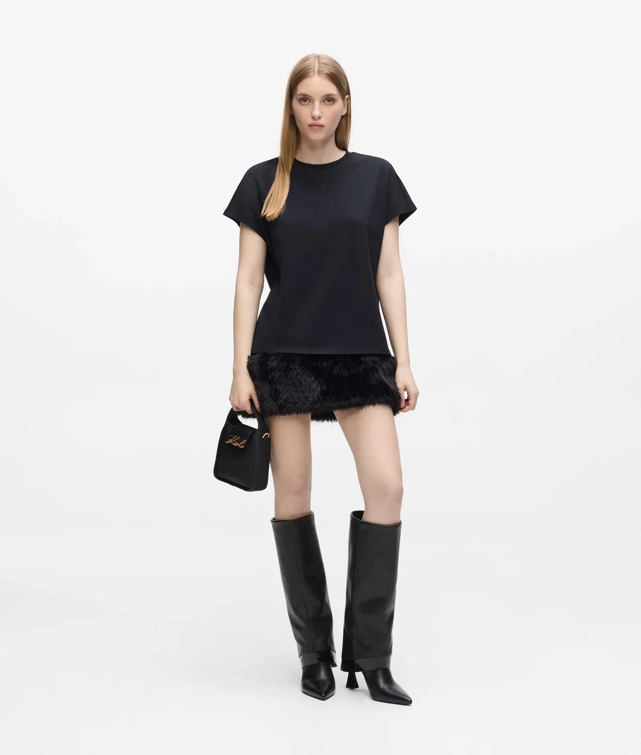 Karl Lagerfeld Minirock Wolle Kunstfell Gr. 0-10