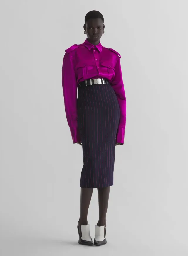 Mugler Pencil Midi Rock Nadelstreifen