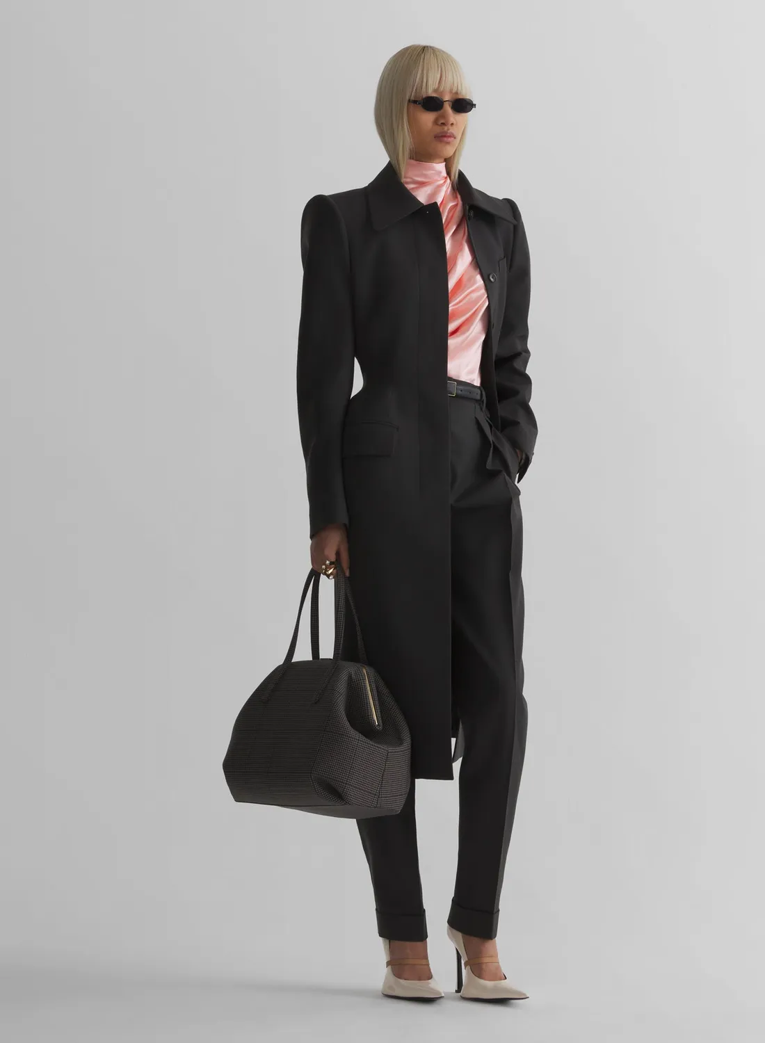 Mugler Scarf Satin Top baby pink ärmellos drapiert