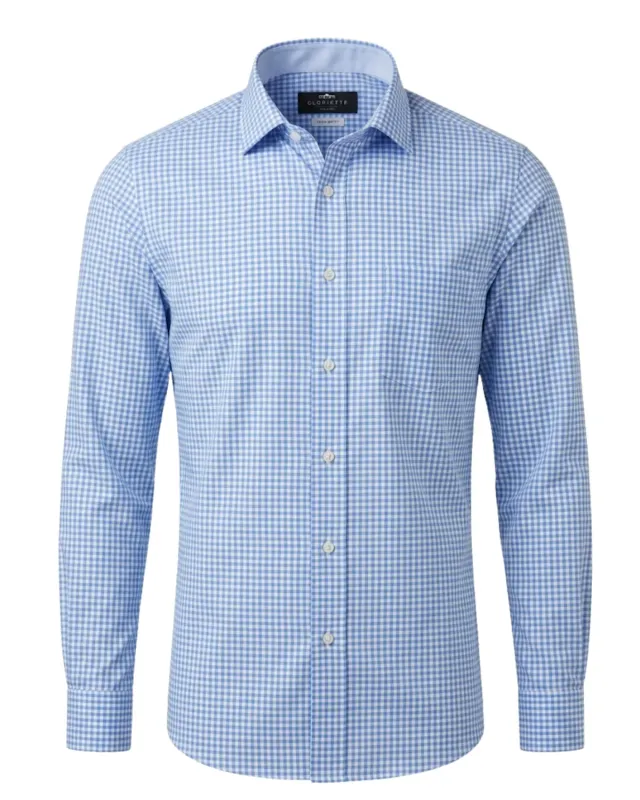 Gloriette Windsor Karo Hemd Hellblau Regular Fit Baumwolle