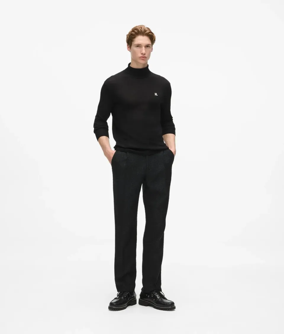 Karl Lagerfeld Boucle Hose Straight-Leg Metalldetail