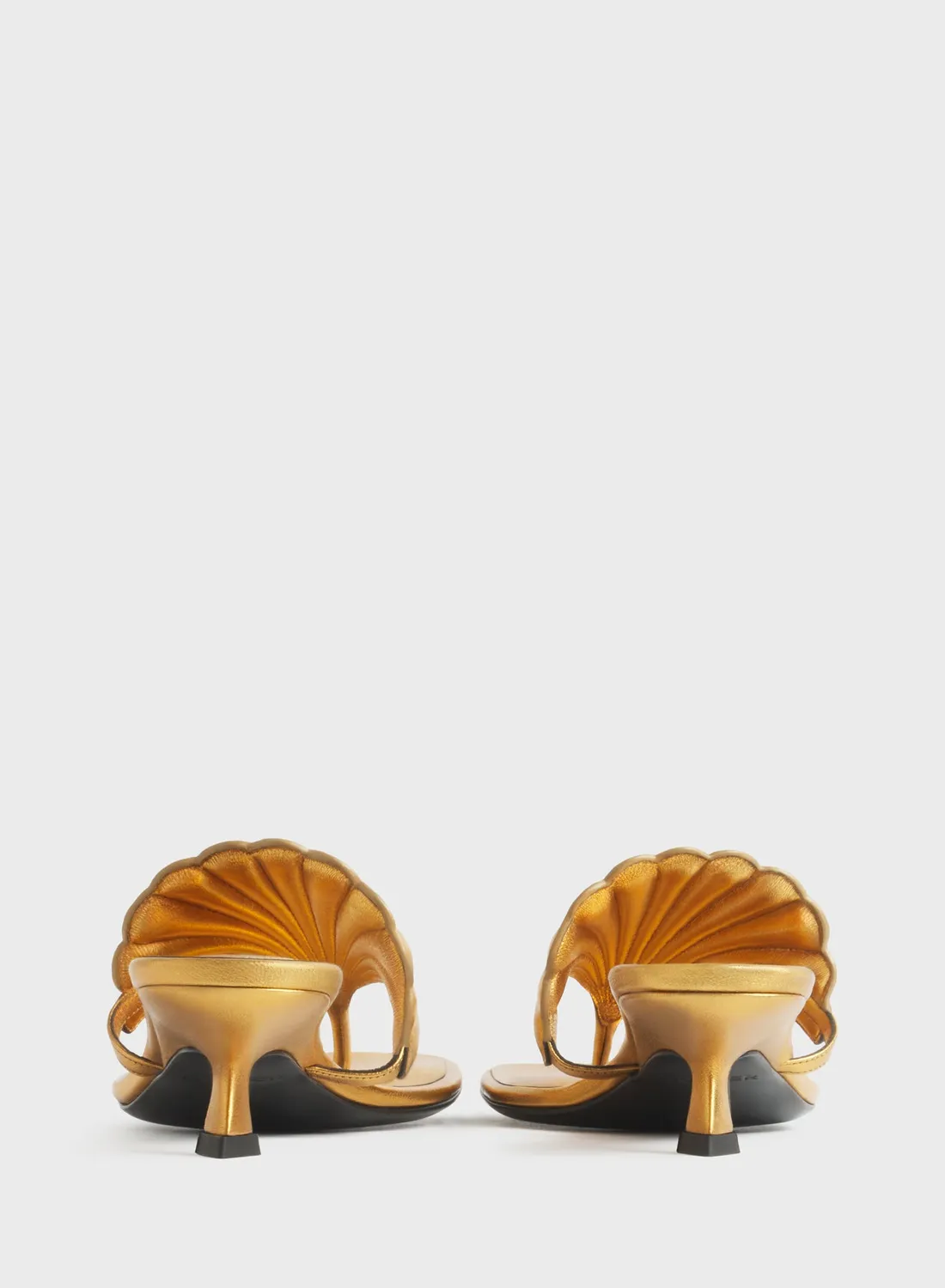 Mugler Gold Shell Mule 45 Mules Gold Lammleder