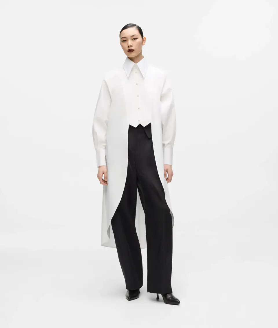 Karl Lagerfeld KL Studio Hose Satin Barrel-Leg hoch