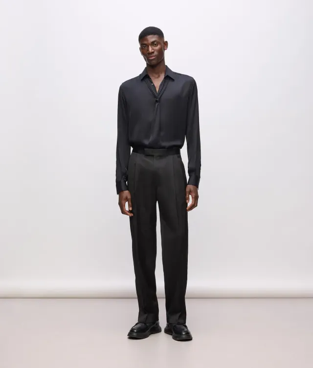 Karl Lagerfeld KL Studio Hose Satin-Streifen Barrel