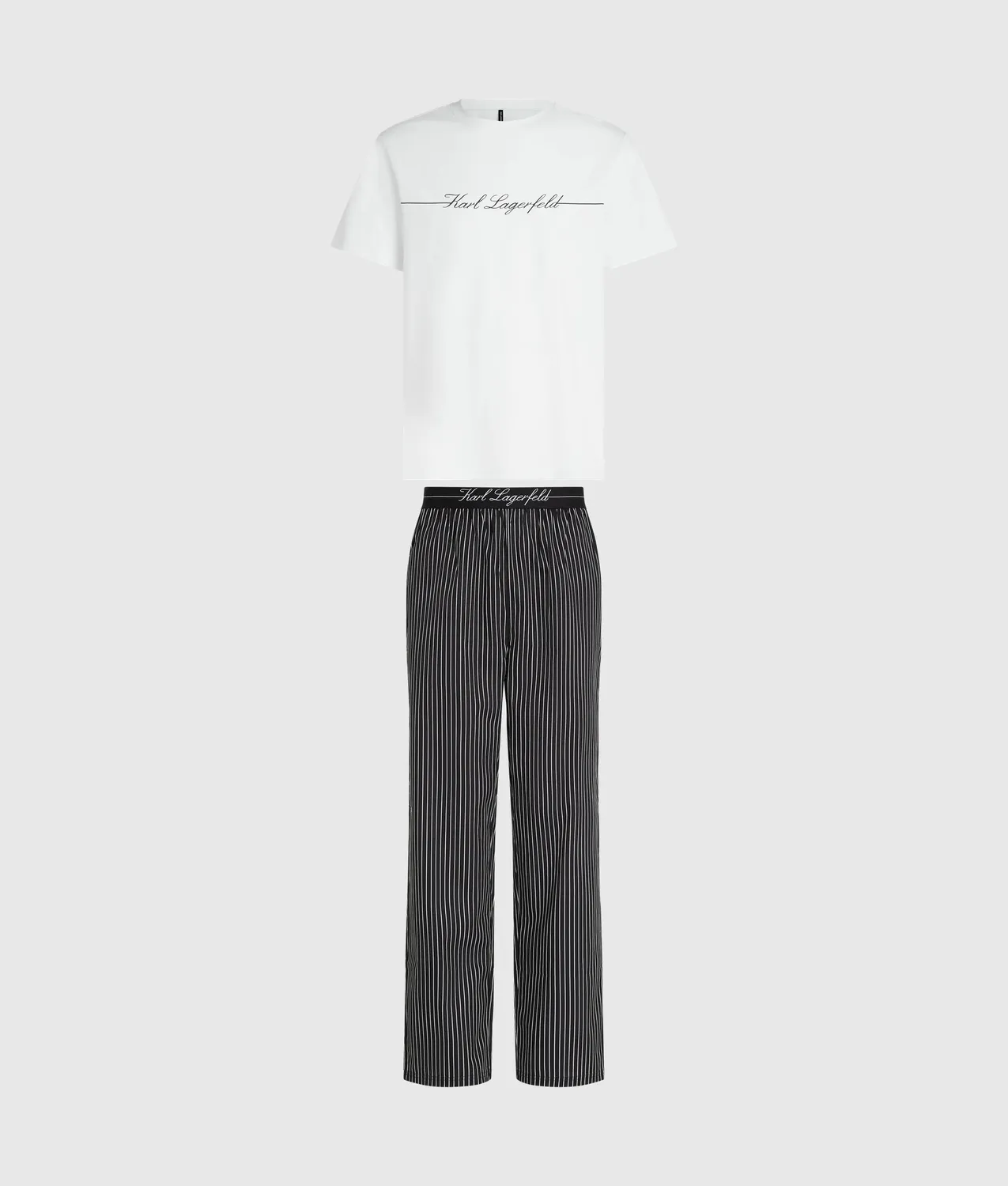Karl Lagerfeld Pinstripe Pyjama-Set Nadelstreifen Baumwolle