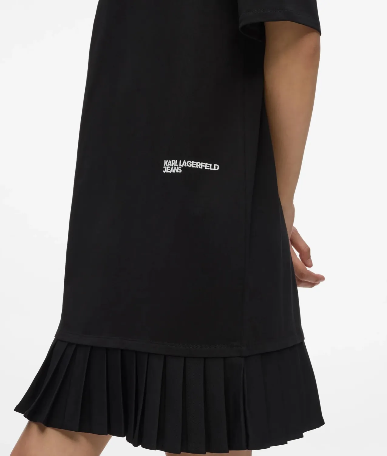Karl Lagerfeld KL Jeans Pleated Hem Kleid Bio-Baumwolle