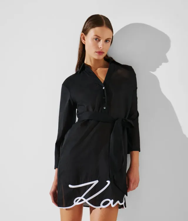 Karl Lagerfeld K/Signature Beach Hemdkleid mit Gürtel