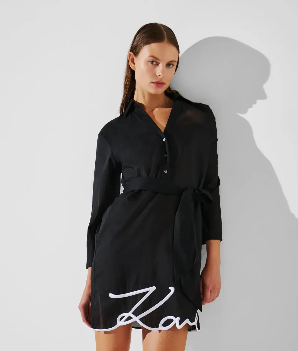Karl Lagerfeld K/Signature Beach Hemdkleid mit Gürtel