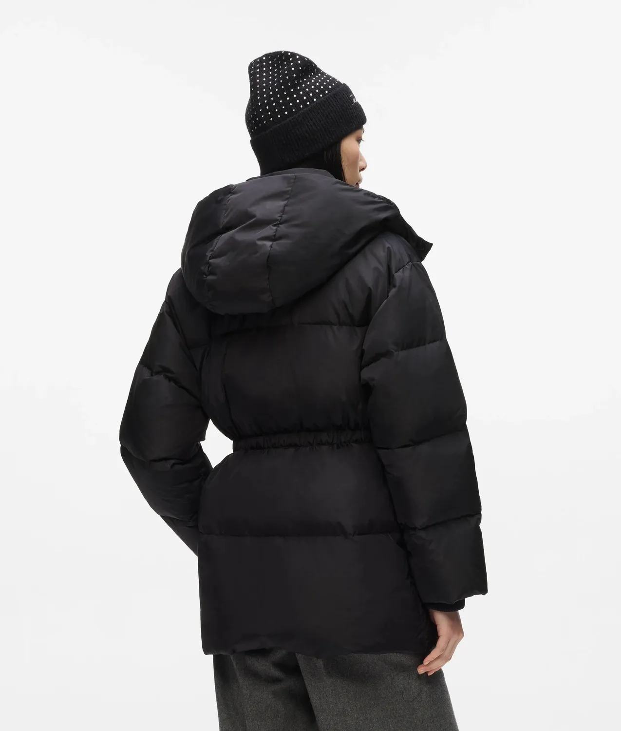 Karl Lagerfeld Midi Pufferjacke Tailliert mit Kapuze