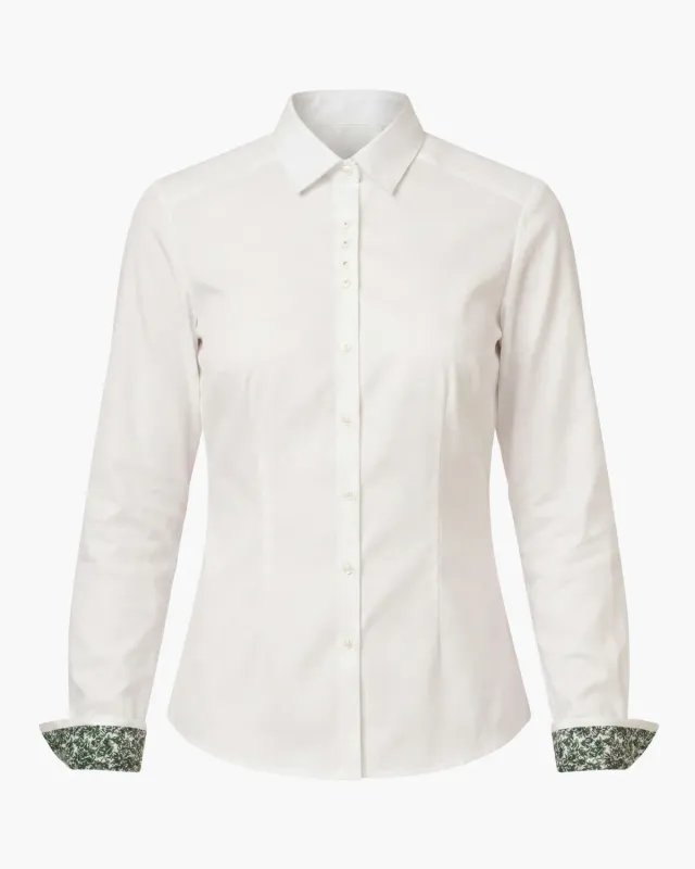 Gloriette Trachtenbluse Business Grün Floral Weiß