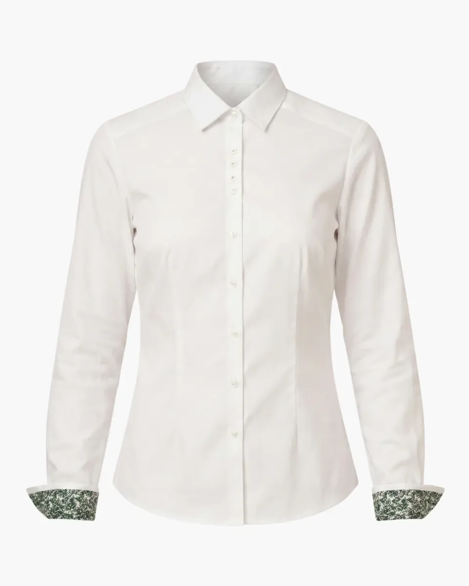 Gloriette Trachtenbluse Business Grün Floral Weiß