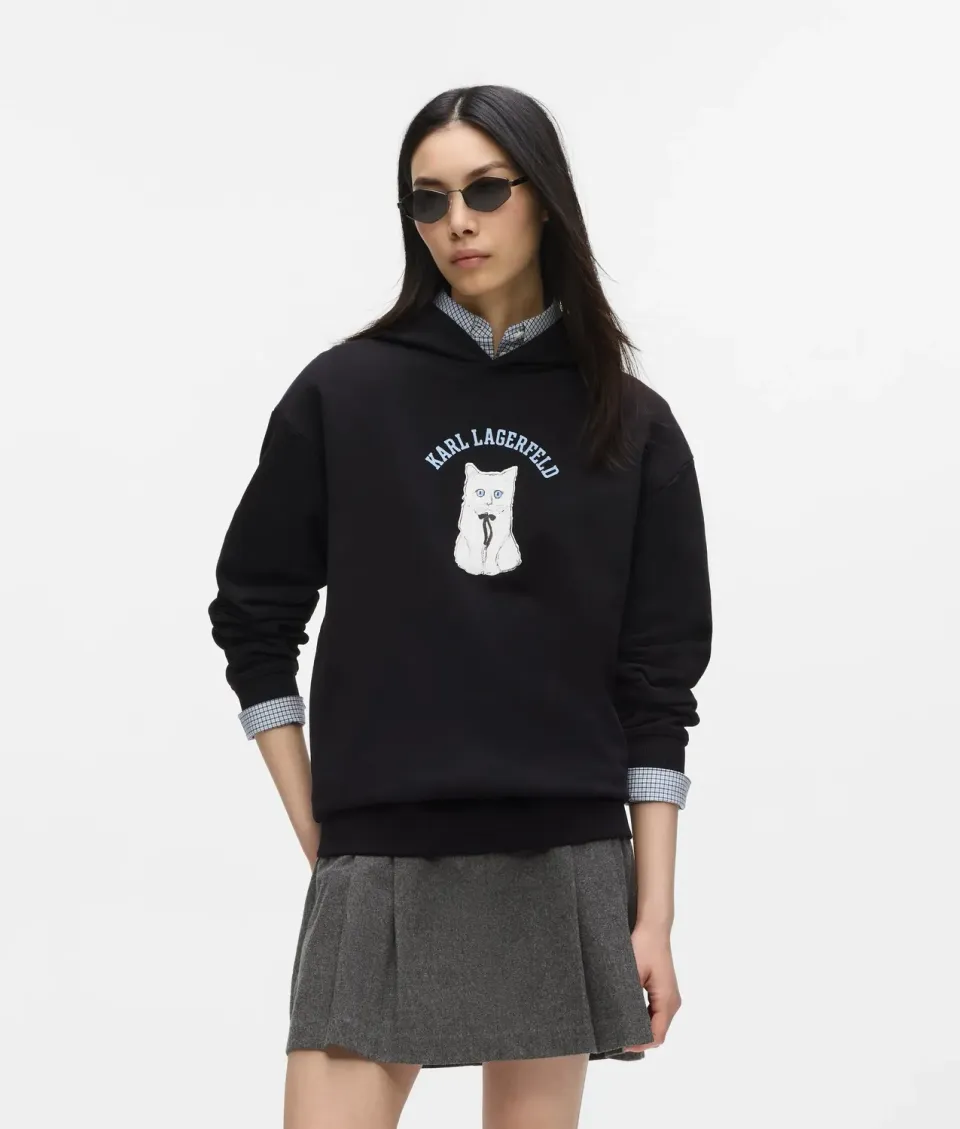 Karl Lagerfeld Ikon Choupette Sketch Hoodie Damen oversized
