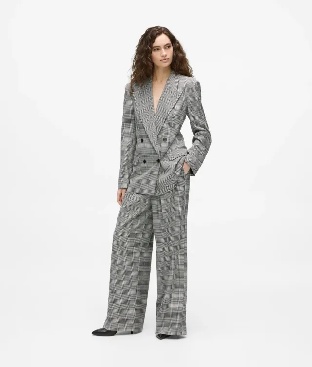Karl Lagerfeld Karo Wide-Leg Hose Wollmix kariert