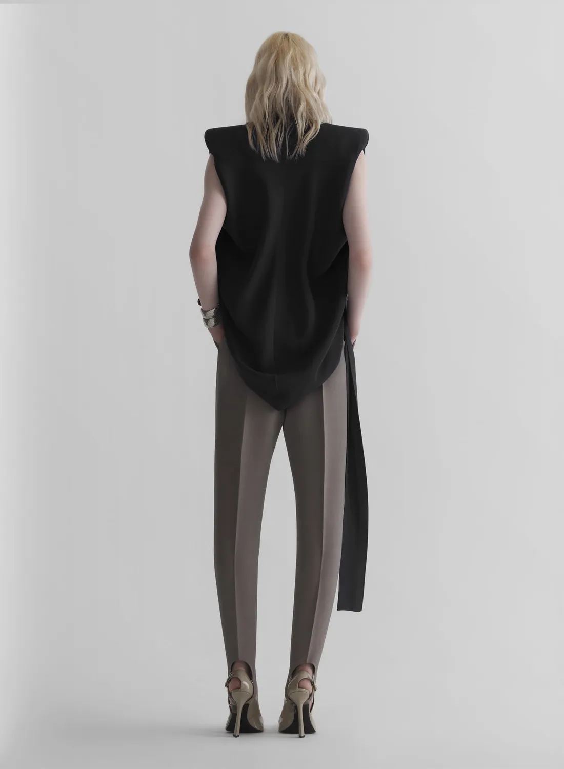 Mugler Black Draped Top Schal-Top Schwarz