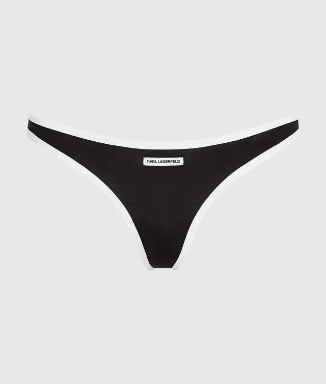 Karl Lagerfeld Monochrome High-Leg String Tanga Schwarz Piping
