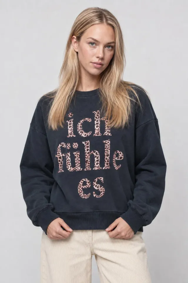 Alife & Kickin ElsaAK P Sweatshirt Dunkelblau Leo-Print